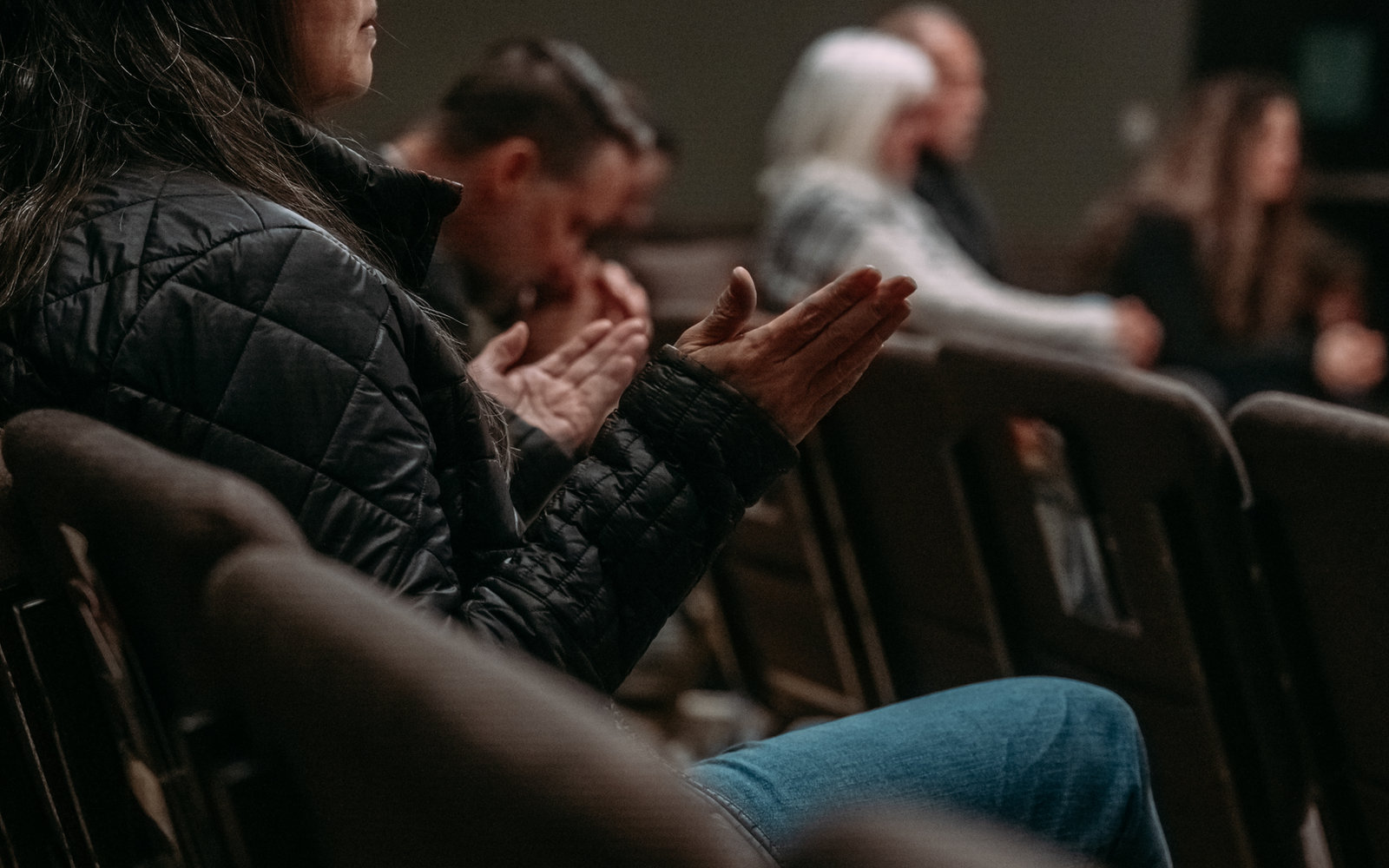 A small group studying the Bible together